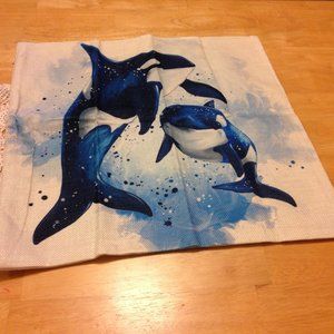 Killer Whales on accent pillow cover nwot